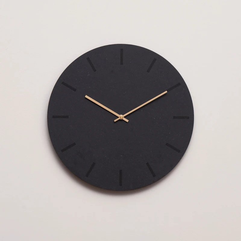 Wandklok Antraciet MDF - Ø28 Koperen Wijzers