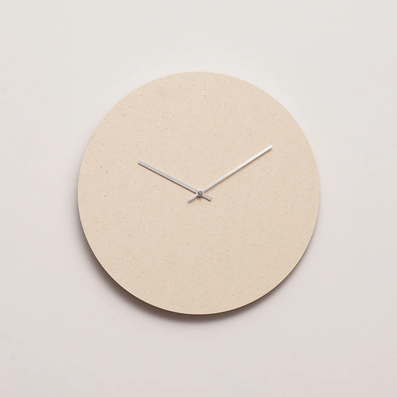 Wandklok Crème Gerecycled Materiaal - Ø38 Zilveren Wijzers