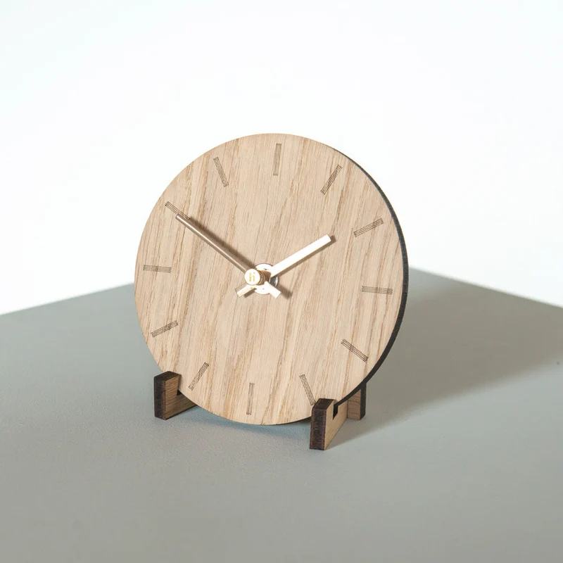 Tafel- en Wandklok Licht Eiken - Ø12 Koperen Wijzers