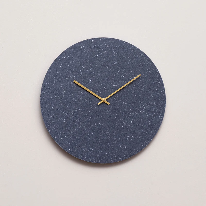 Wandklok Katoenblauw Kvadrat Stof - Ø28 Gouden Wijzers