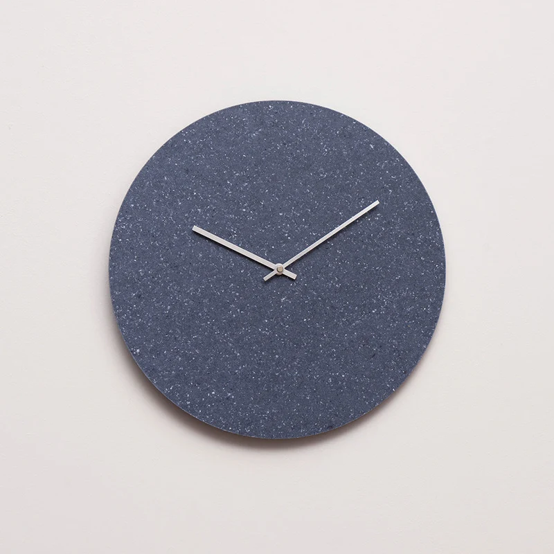 Wandklok Katoenblauw Gerecycled Materiaal - Ø38 Zilveren Wijzers