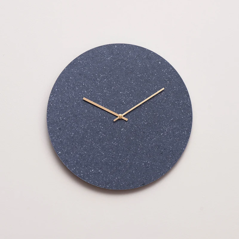 Wandklok Katoenblauw Kvadrat Stof - Ø28 Koperen Wijzers
