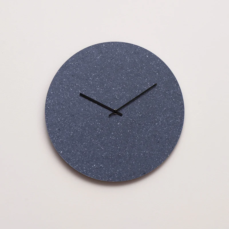 Wandklok Katoenblauw Gerecycled Materiaal - Ø38 Zwarte Wijzers