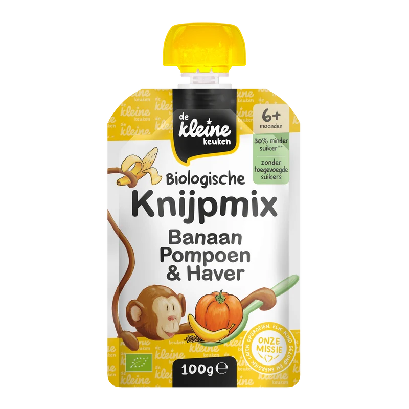De Kleine Keuken Bio knijpmix 6+ banaan pompoen
