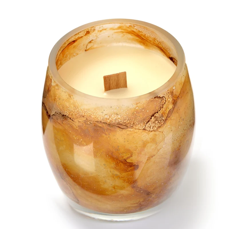 Terroso Geurkaars Warm Wit - Marmerglas - 11 cm