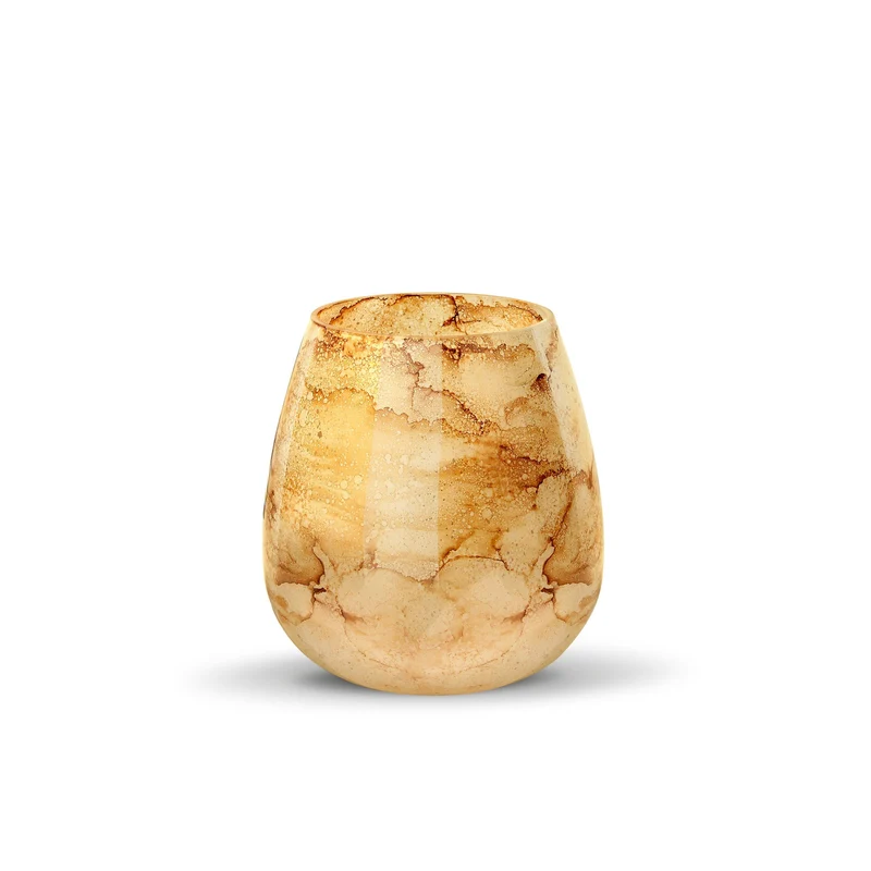 Terroso Vaas Warm Wit - Marmerglas - 21 cm