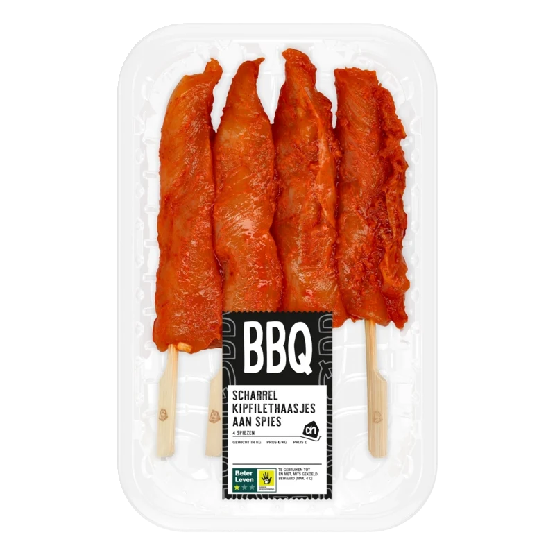 BBQ scharrel kipfilethaasjes aan spies