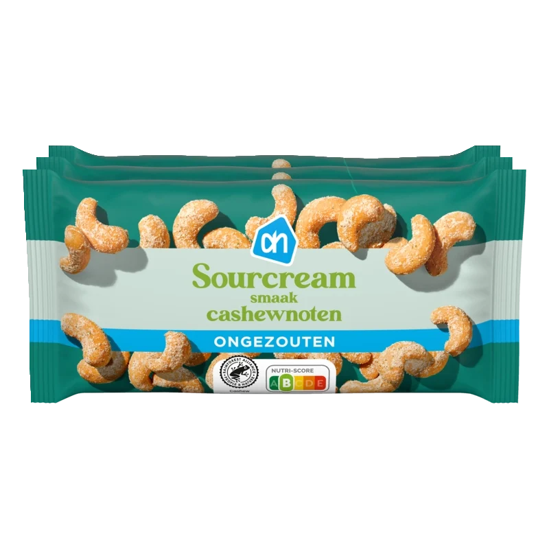 Sourcream cashewnoten ongezouten 3-pack