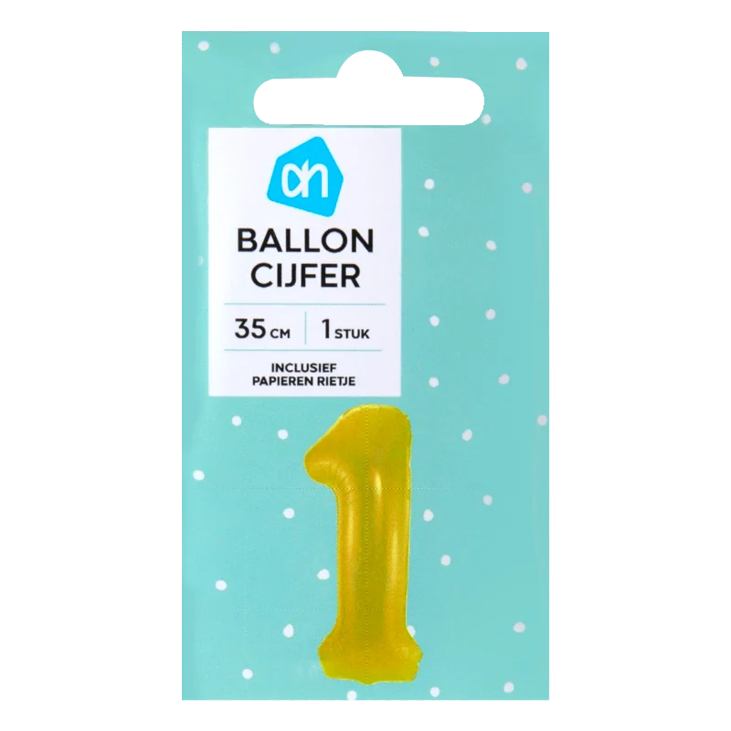 Folieballon nr 1 goud 36cm