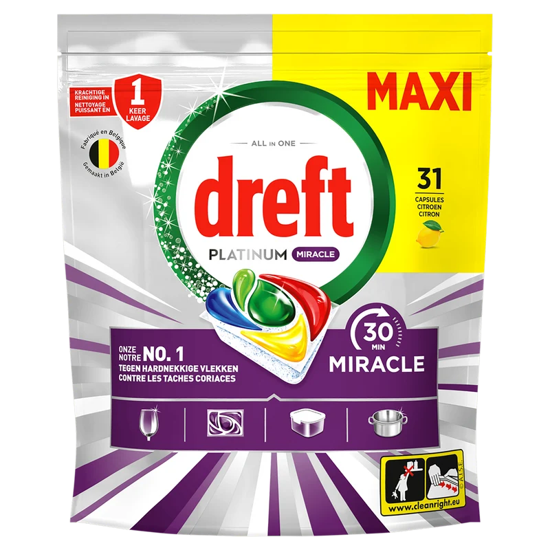 Dreft Miracle vaatwascapsules lemon