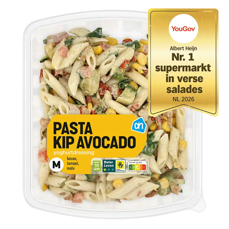 Pastasalade avocado kip bacon