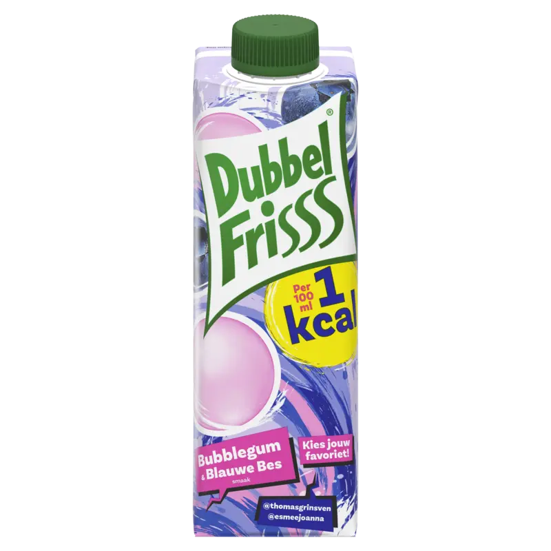 DubbelFrisss 1kcal bubblegum & blauwe bes smaak