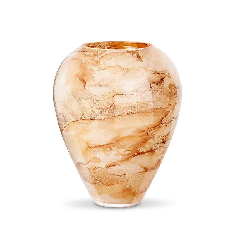 Terroso Vaas Warm Wit - Marmerglas - 33 cm