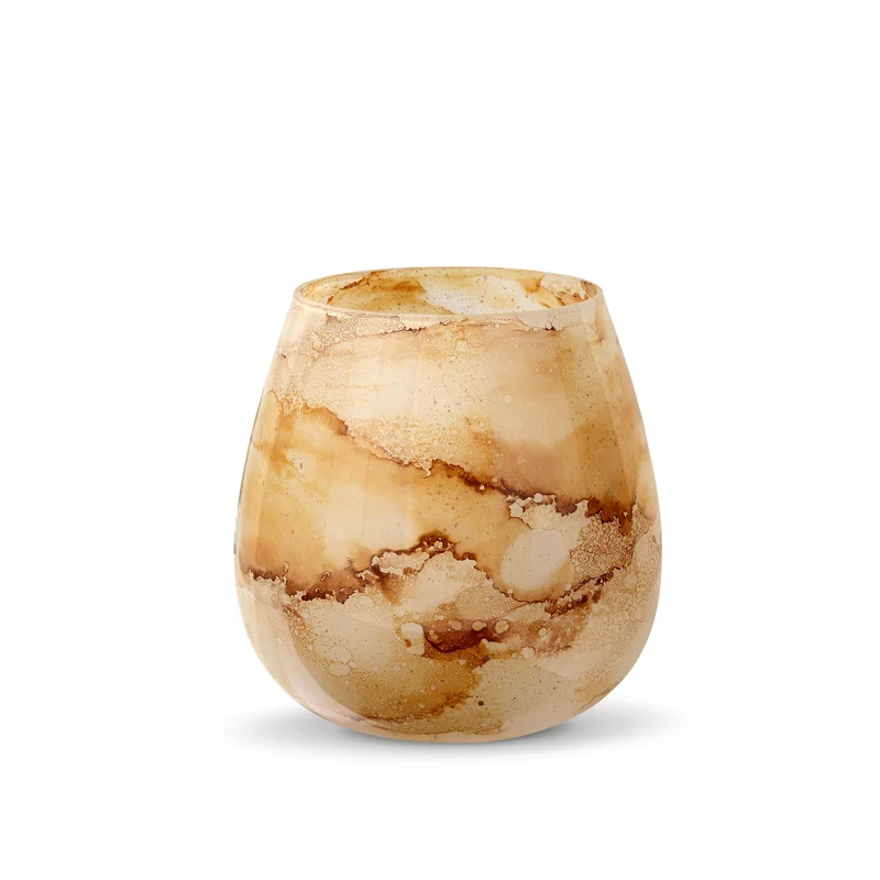 Terroso Vaas Warm Wit - Marmerglas - 25 cm