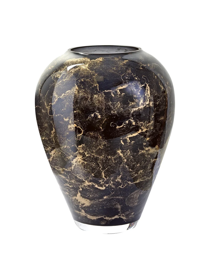 Terroso Vaas Zwart-Goud - Marmerglas - 27 cm