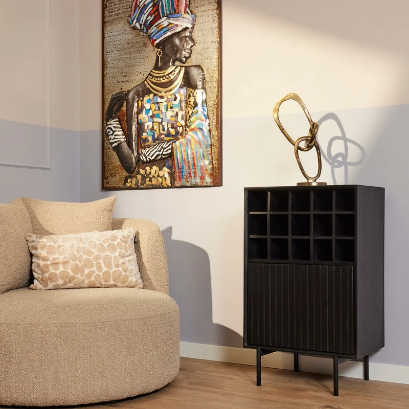 Wijnkast Madison zwart | 55 cm