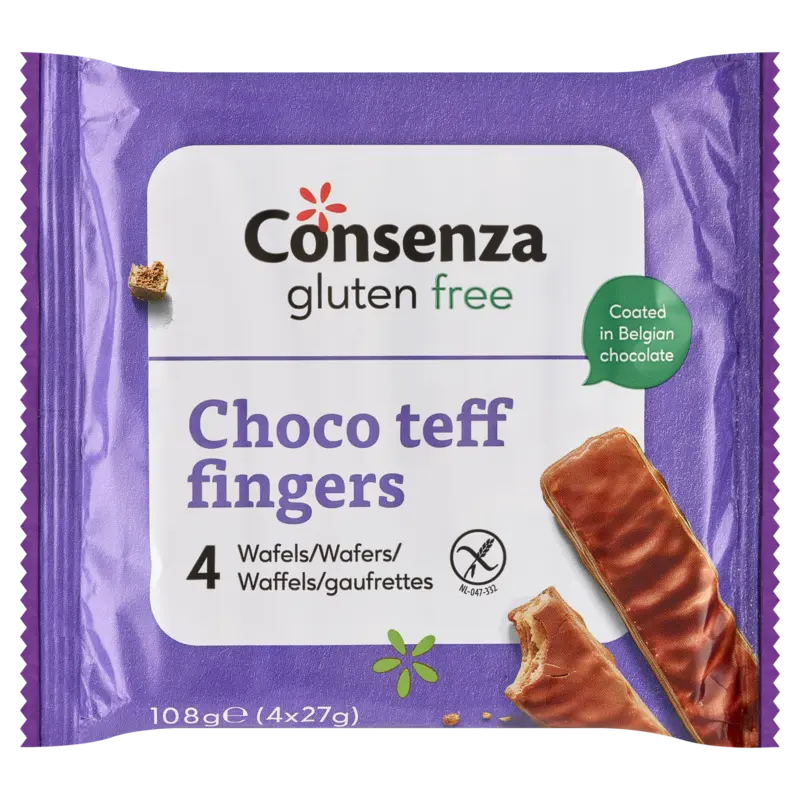 Consenza Choco teff fingers glutenvrij