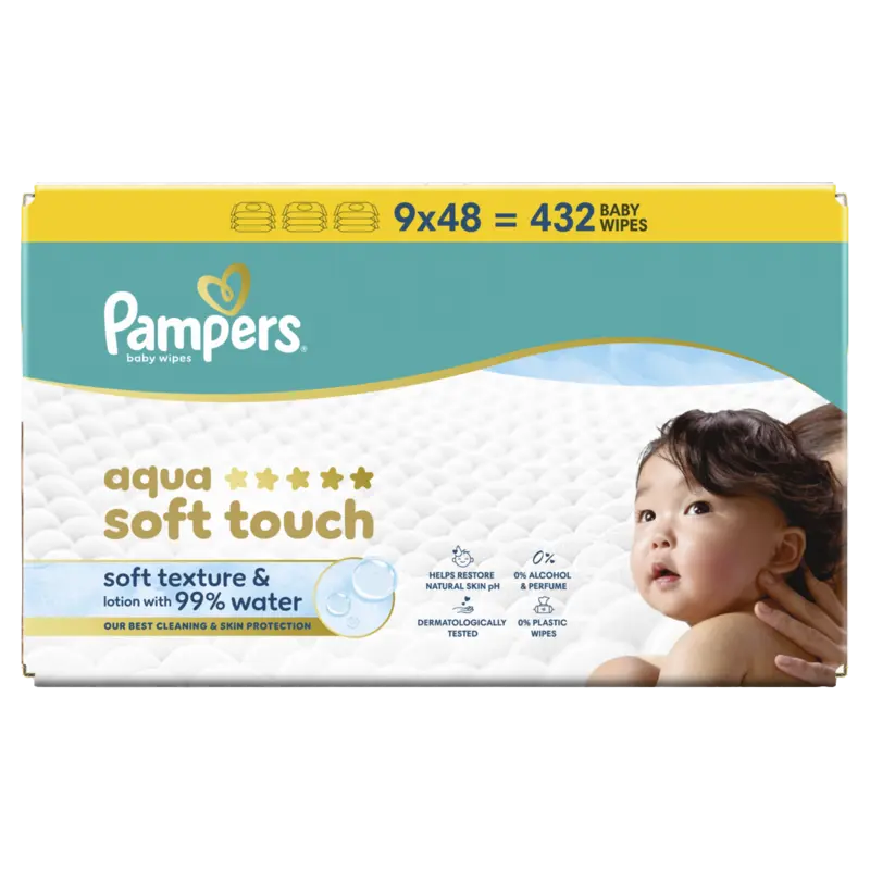 Pampers Aqua soft touch wipes 9-pack