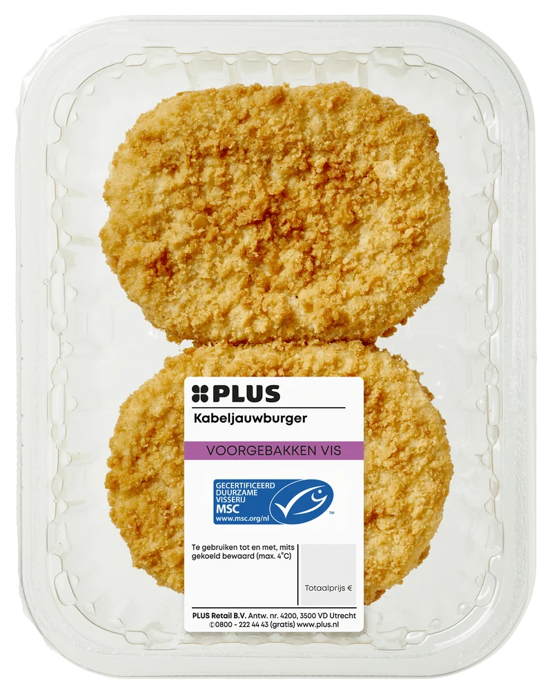 Gebakken kabeljauwburger 200 GR