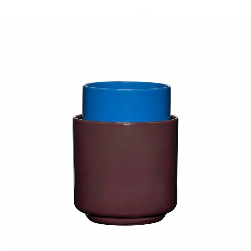 Twee potten bordeaux/blauw (set van 2)