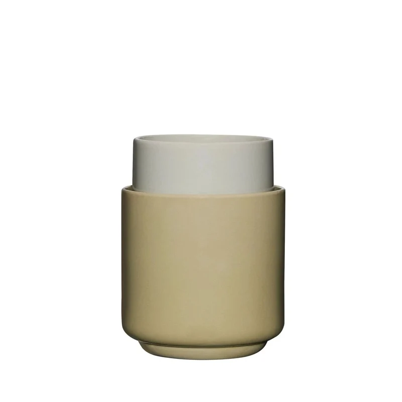 Twee potten lichtgroen/zand (set van 2)
