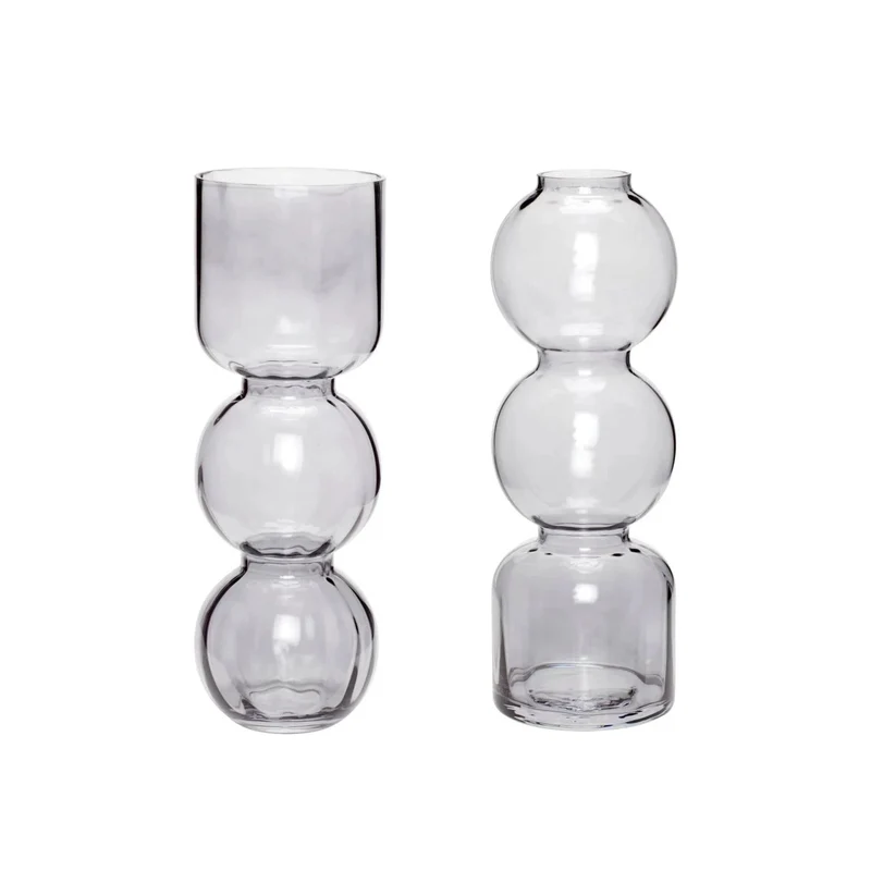 Set van 2 grijze ronde vazen