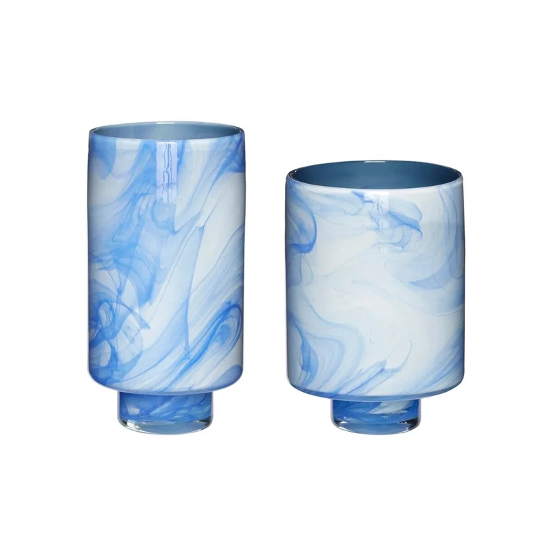 Wolkenvazen blauw/wit (set van 2)