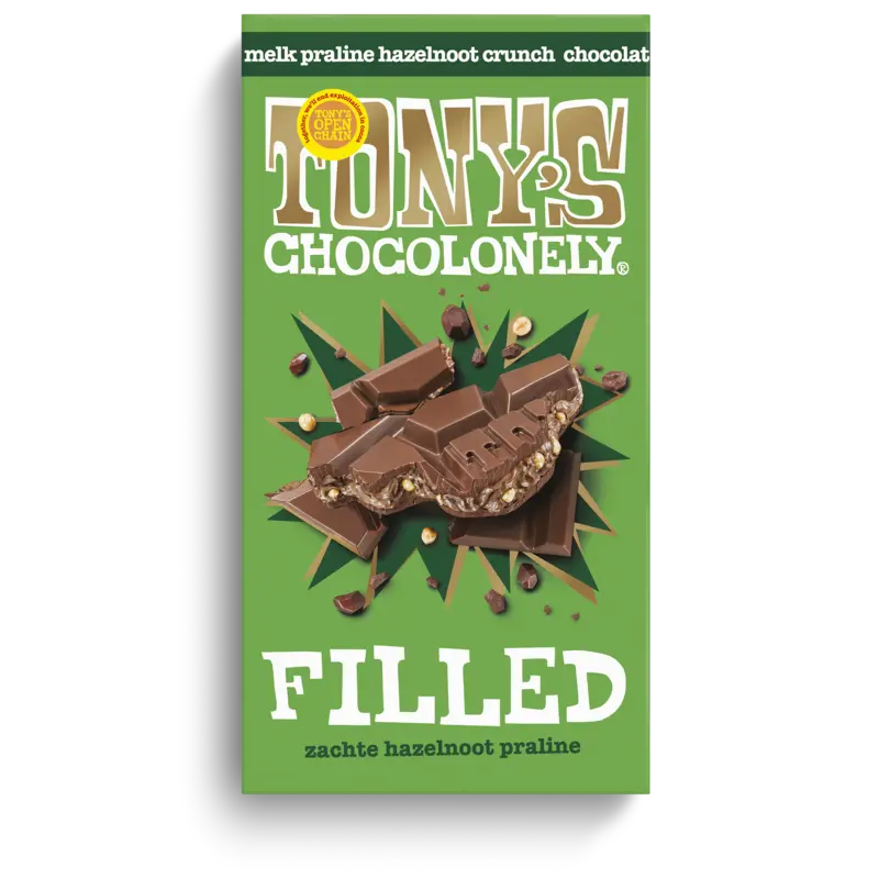 Tony's Chocolonely Filled melk praline hazelnoot crunch