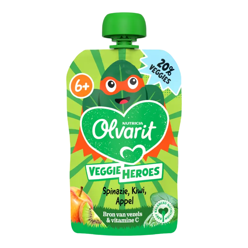 Olvarit Veggie heroes spinach, kiwi, appel 6m+