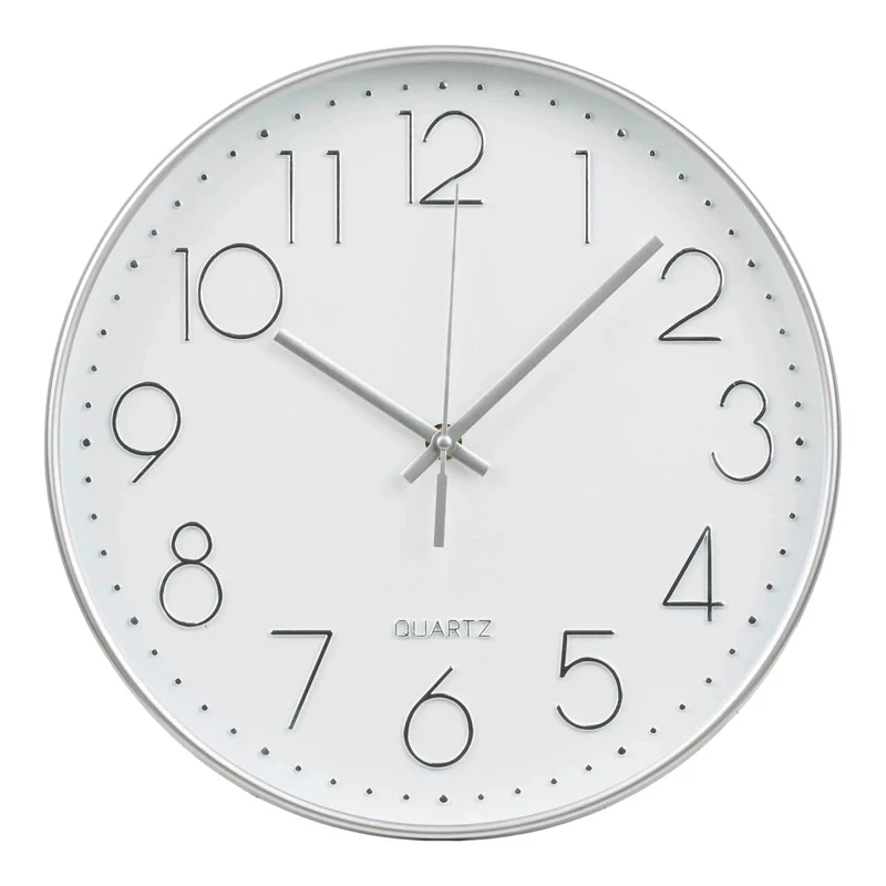 Lalibela Wandklok zilver met geruisloos uurwerk