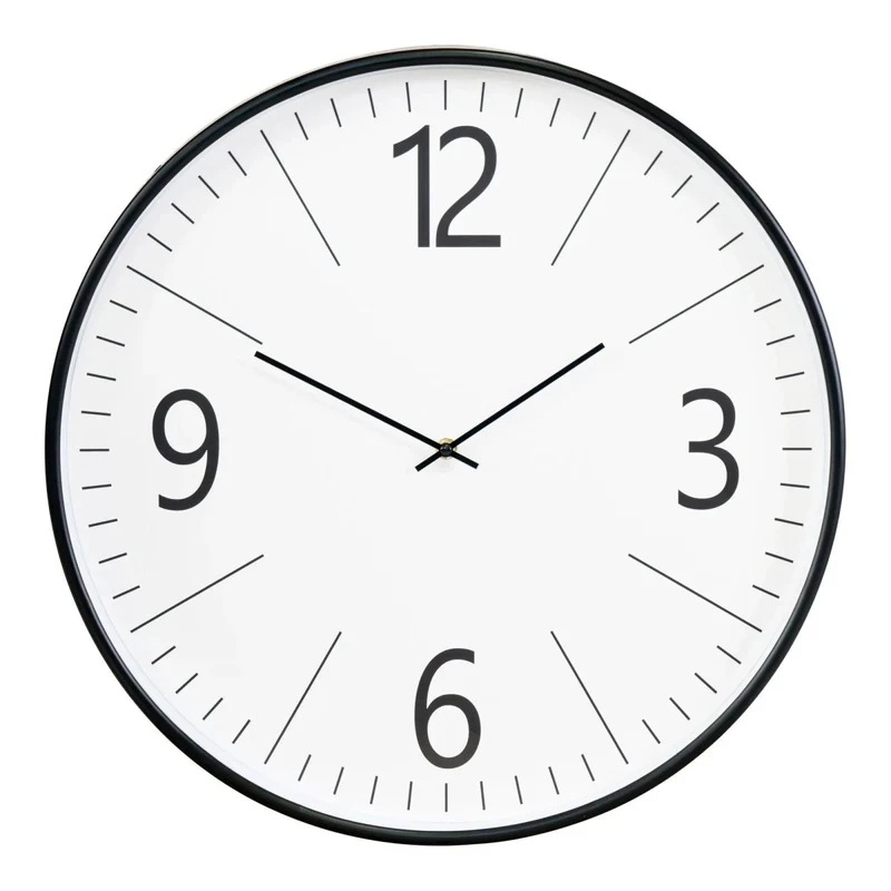 Biel Wandklok zwart/wit met stil uurwerk