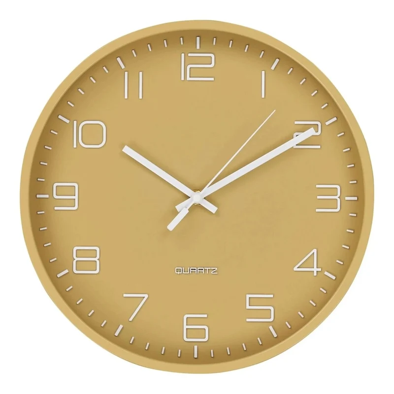 Rosolini Wandklok oker met stil uurwerk