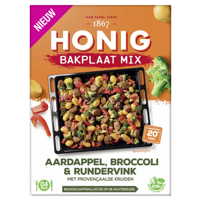 Honig Mix aardappel, broccoli & rundervink