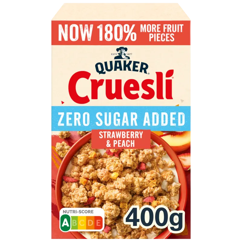 Quaker Zero sugar added strawberry & peach