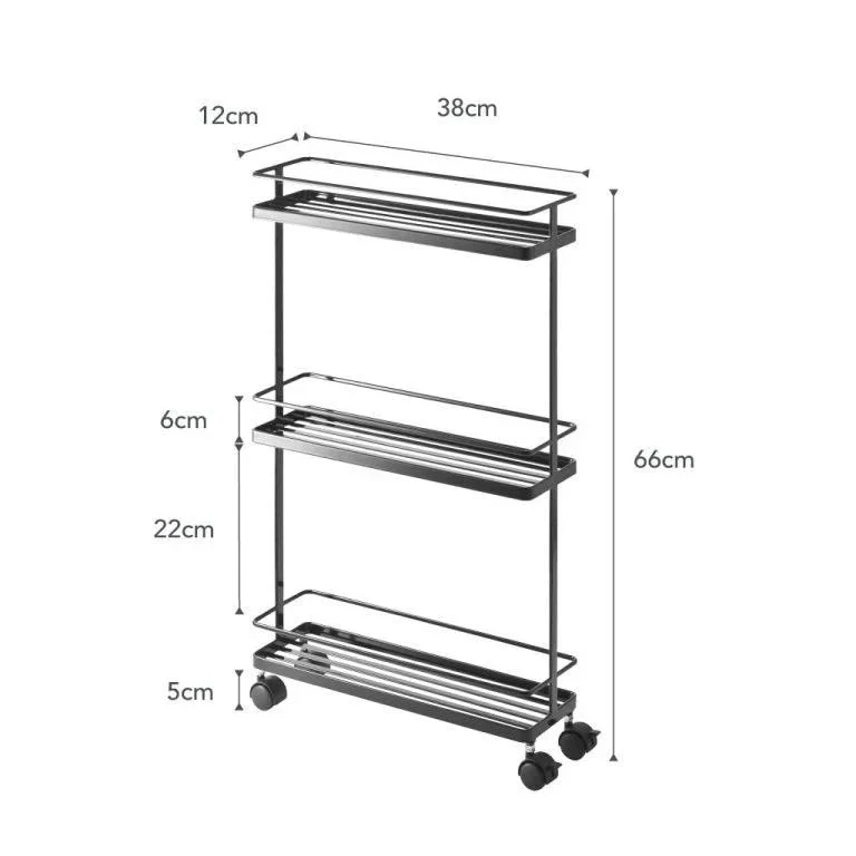 Yamazaki Tower Keukentrolley smal 3-laags - Zwart