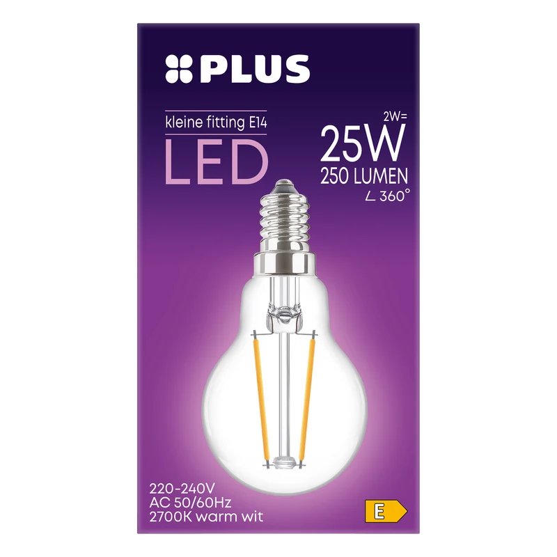 Lamp 25W Kogel kleine fitting helder