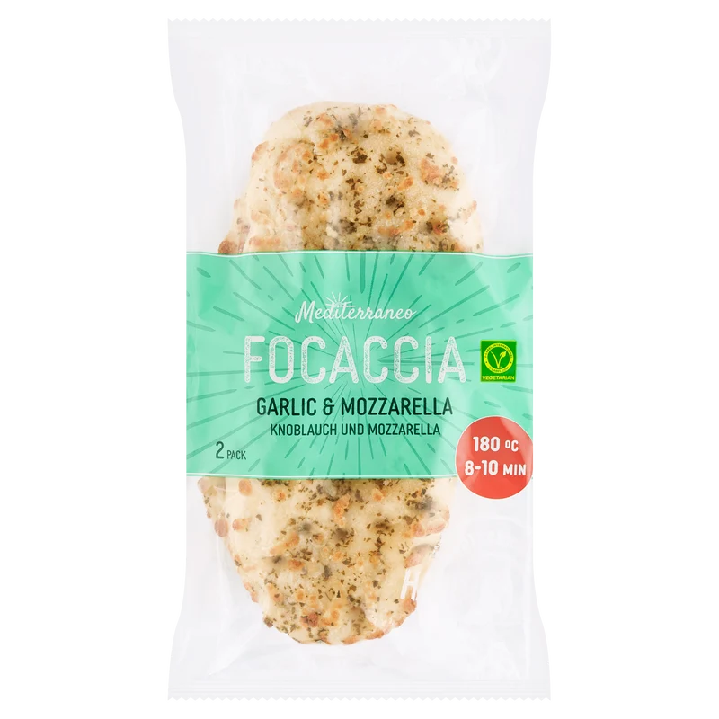 Mediterraneo Focaccia knoflook mozzarella