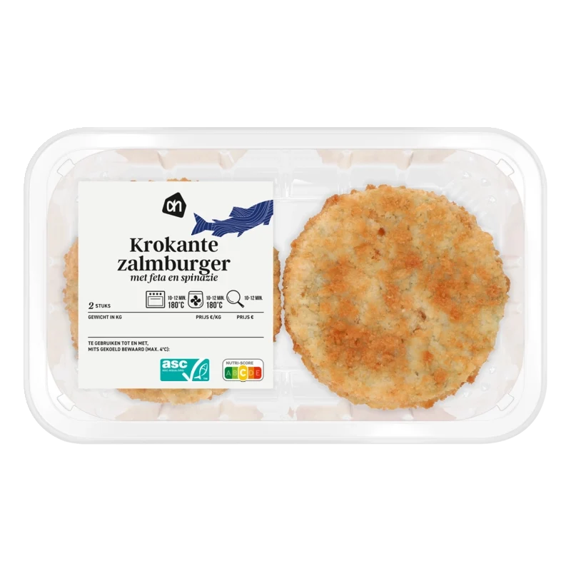 Krokante zalmburger feta spinazie
