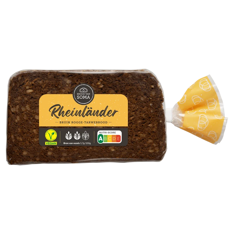 Brood van Soma Rheinländer bruin rogge tarwebrood