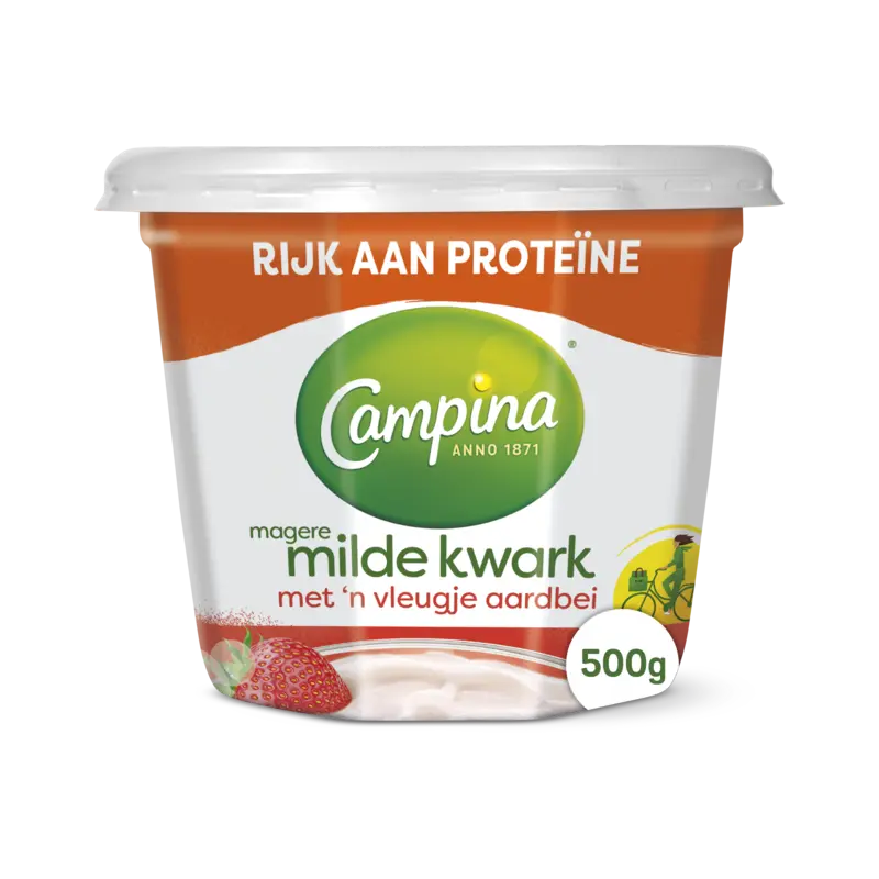 Campina Magere milde kwark aardbei