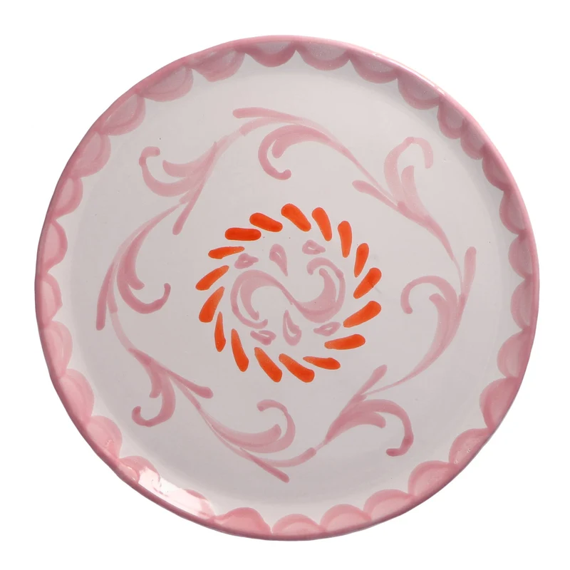 Dinerbord PXLL roze met oranje ikat 29cm