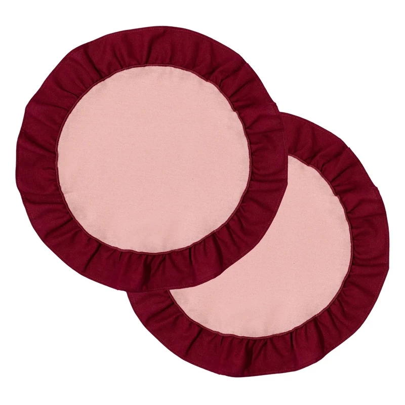 Placemats rond Ruffle Cherry & Roze 38cm (set van 2)