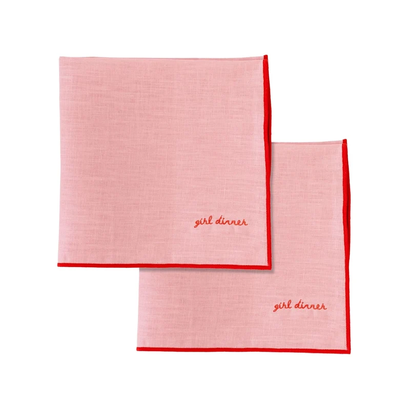 Servetten 100% linnen Girl Dinner 40x40cm (set van 2)