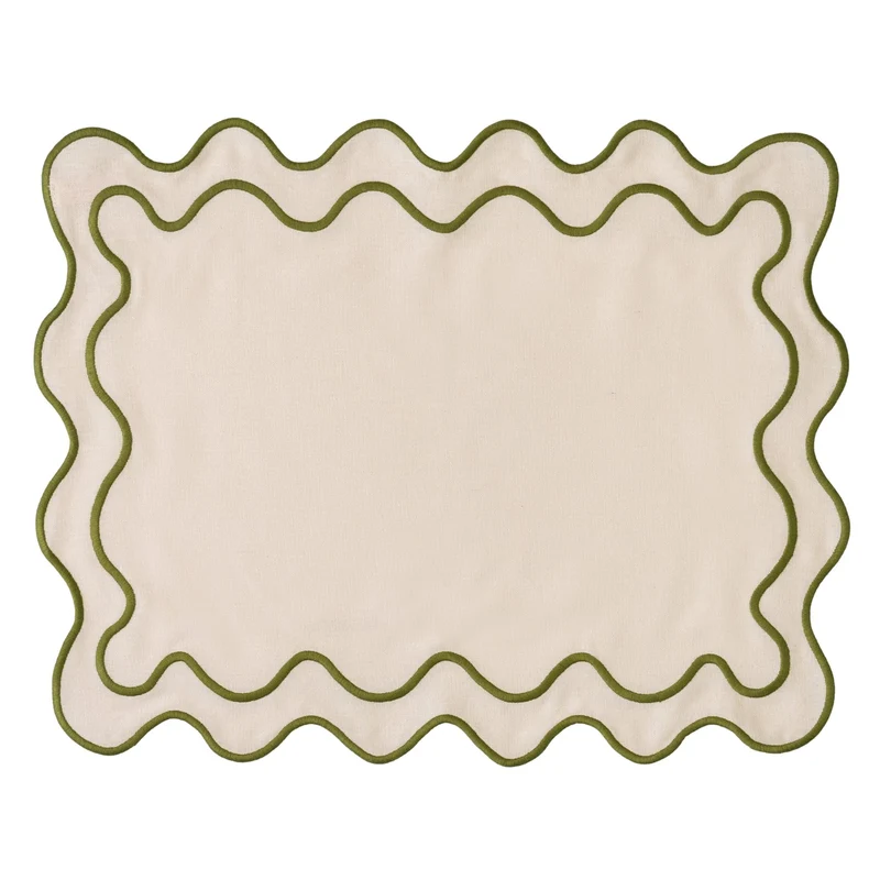 Placemats wavy beige & groen (set van 2)