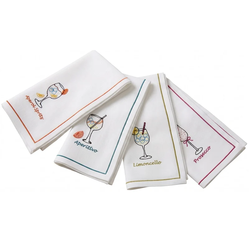 Servetten geborduurd Drinks! 40x40cm (set van 4)