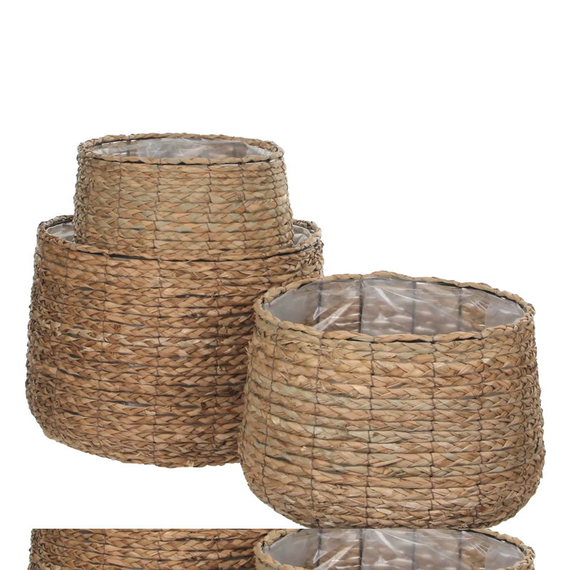 Avalon Mand voor Planten - Set van 3 - H32 x Ø44 cm - Zeegras - Lichtbruin