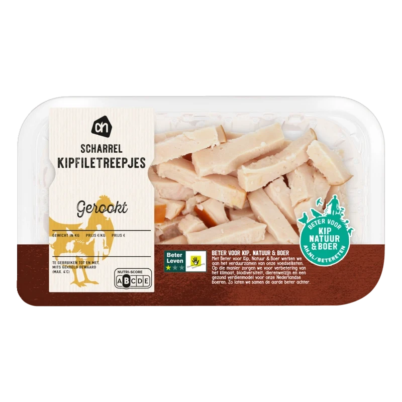 Scharrel kipfiletreepjes gerookt