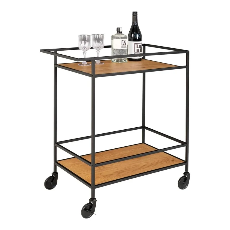 Vita Barwagen eikenlook zwart met 2 planken 68 cm