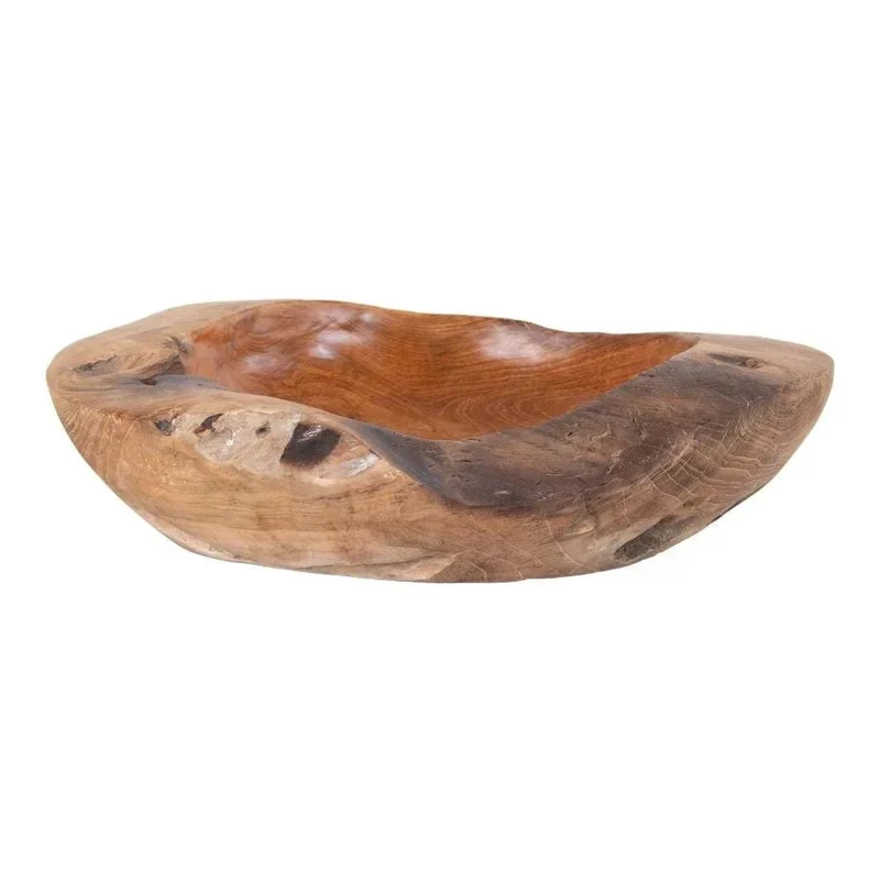 Rio schaal teakhout - naturel - Ø30 × H10 cm