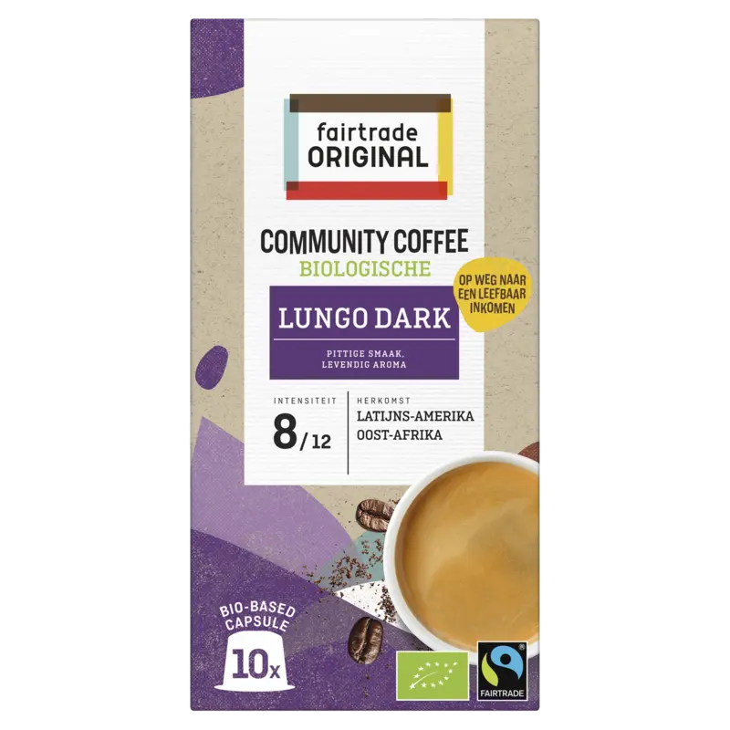 Fairtrade Original Community coffee lungo dark capsules